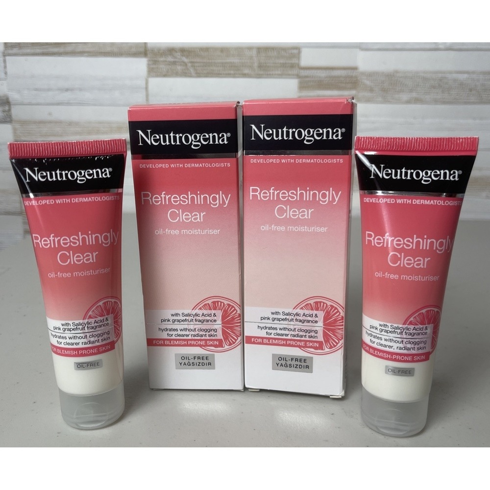 2pk Neutrogena Refreshingly Clear Oil Free Moisturizer Salicylic Acid 50ml NEW